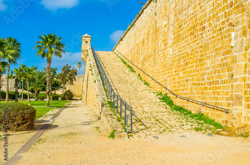 The stone ramparts of Acre, Israel photo