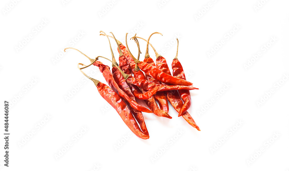Obraz premium Isolated dry red chill on white background