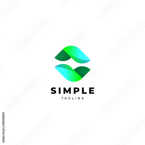 Abstract Dynamic Leaf Linked Logo Design Template