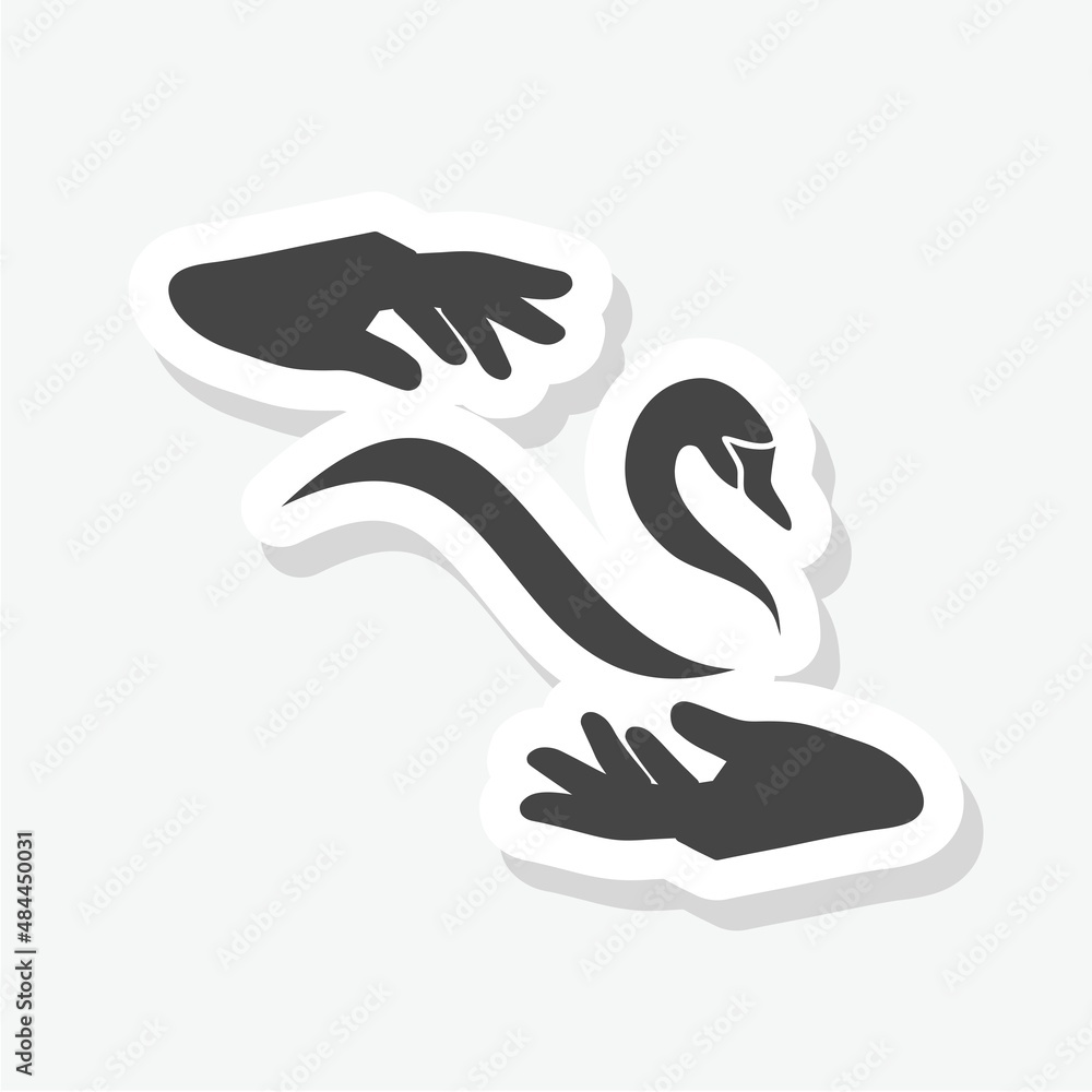 Swan graphic icon sticker isolated on white background Swan graphic icon sticker isolated on white background