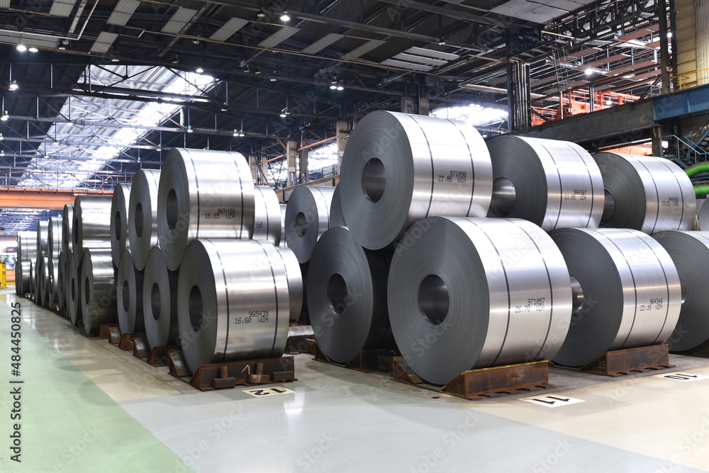industrial plant for the production of sheet metal in a steel mill - storage of sheet rolls industrial plant for the production of sheet metal in a steel mill - storage of sheet rolls