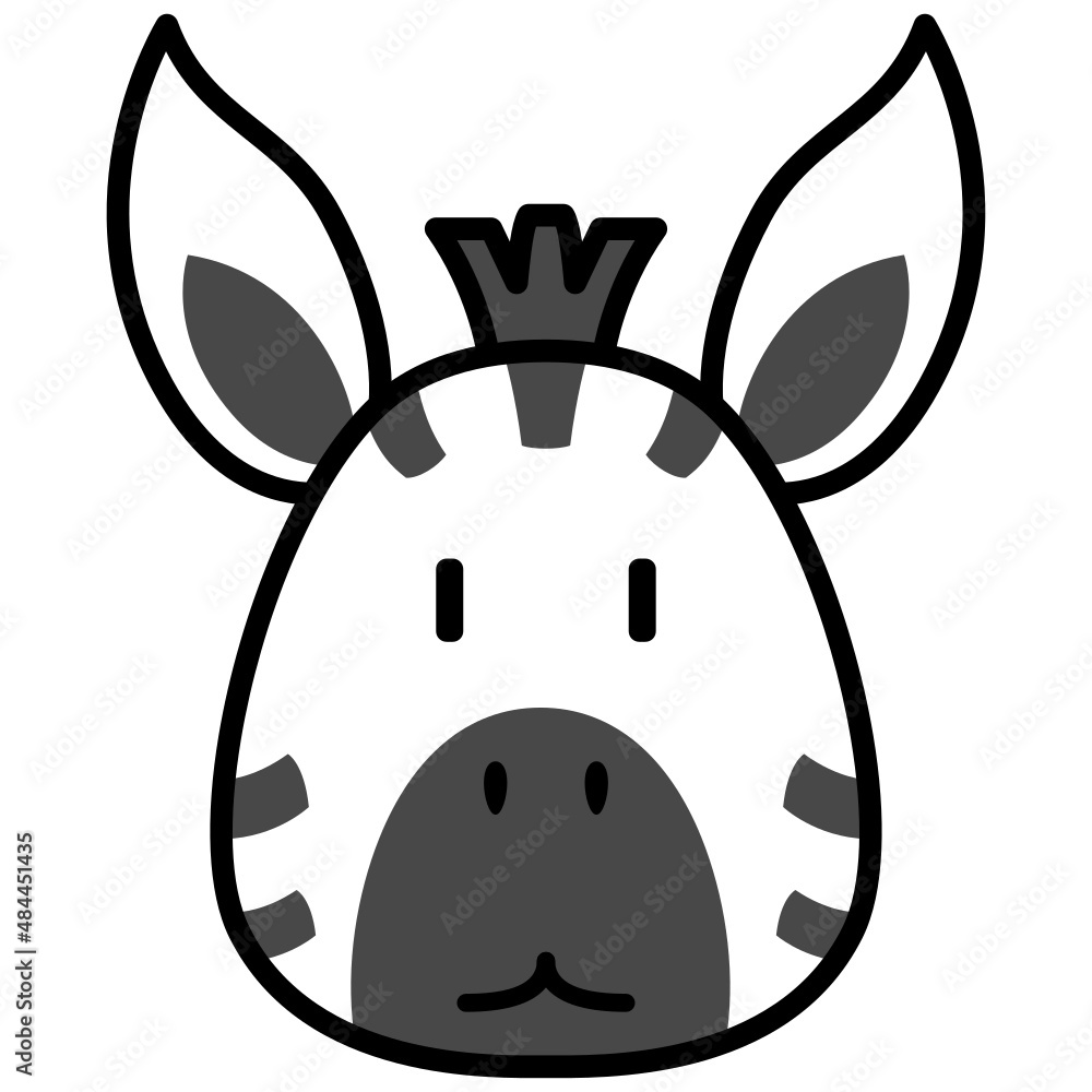 Obraz premium Zebra icon. zebra cute illustration. Suitable to use for book, sticker, emoji, children, etc.