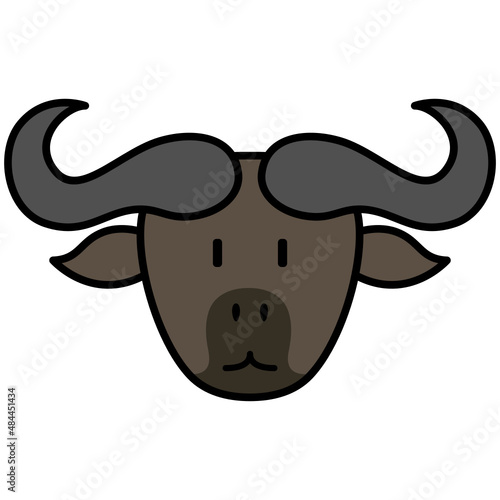buffalo icon. buffalo cute illustration. Suitable to use for book, sticker, emoji, children, etc.