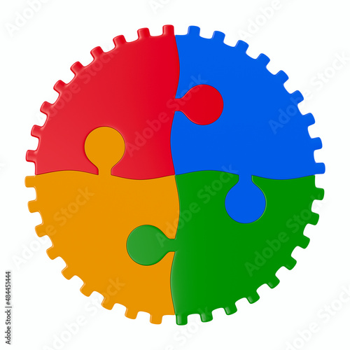 puzzle pieces link in circl...