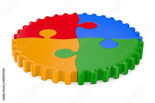 puzzle pieces link in circl...