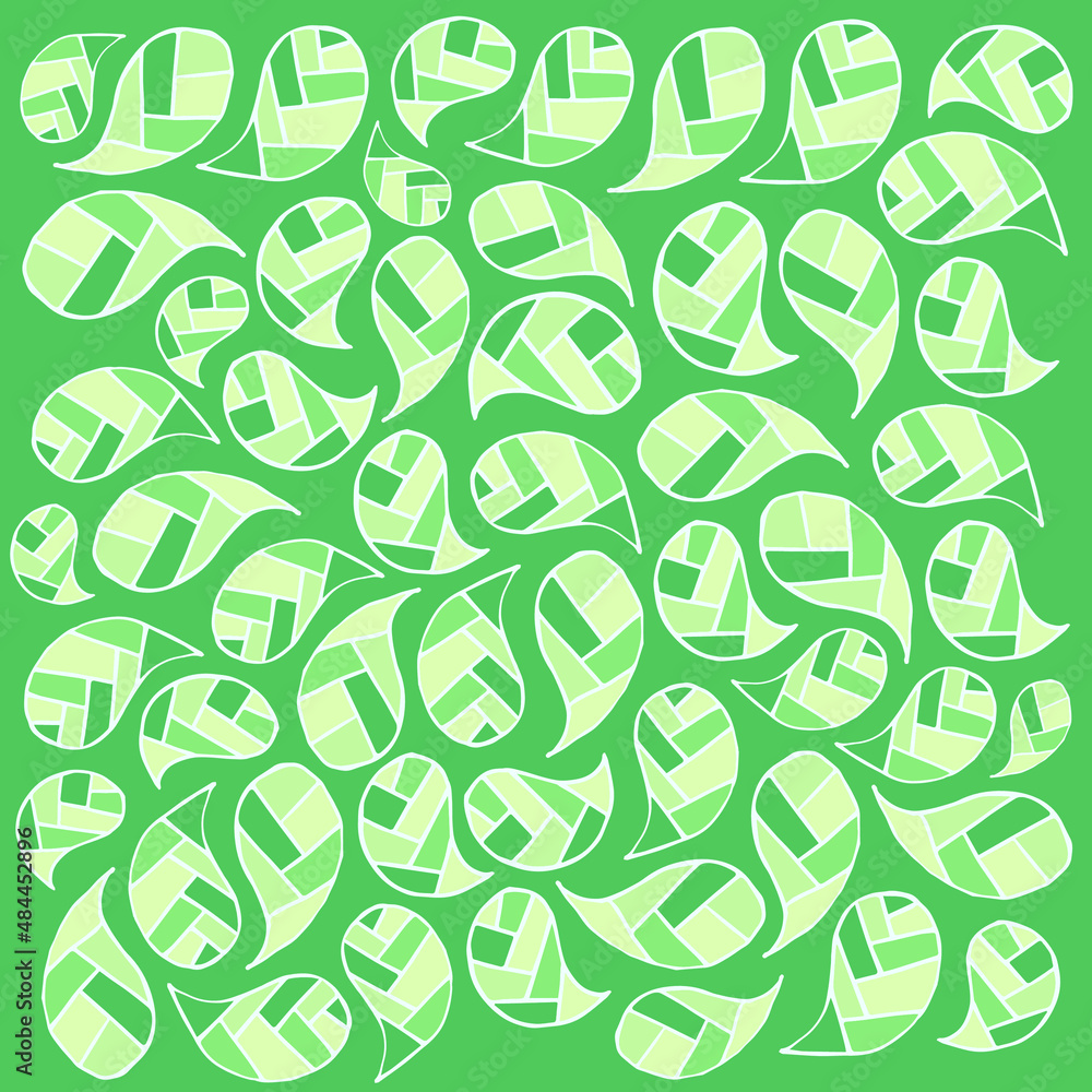 Seamless green paisley pattern. Hand drawing background, banner, illustration, simple design. Seamless green paisley pattern. Hand drawing background, banner, illustration, simple design.