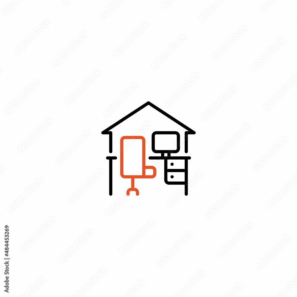 Set up Home Freelance Outline Icon, Logo, and illustration