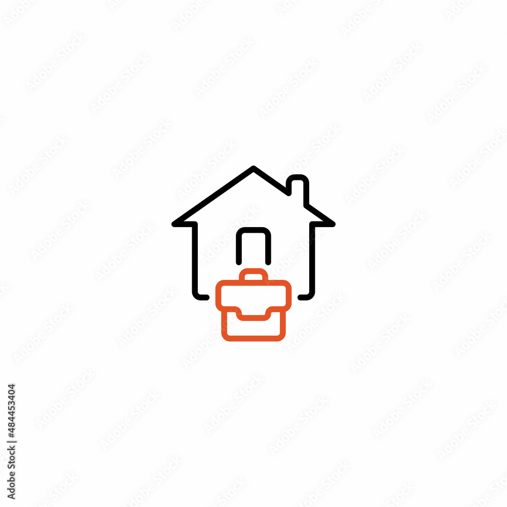 Job Home Outline Icon, Logo, and illustration
