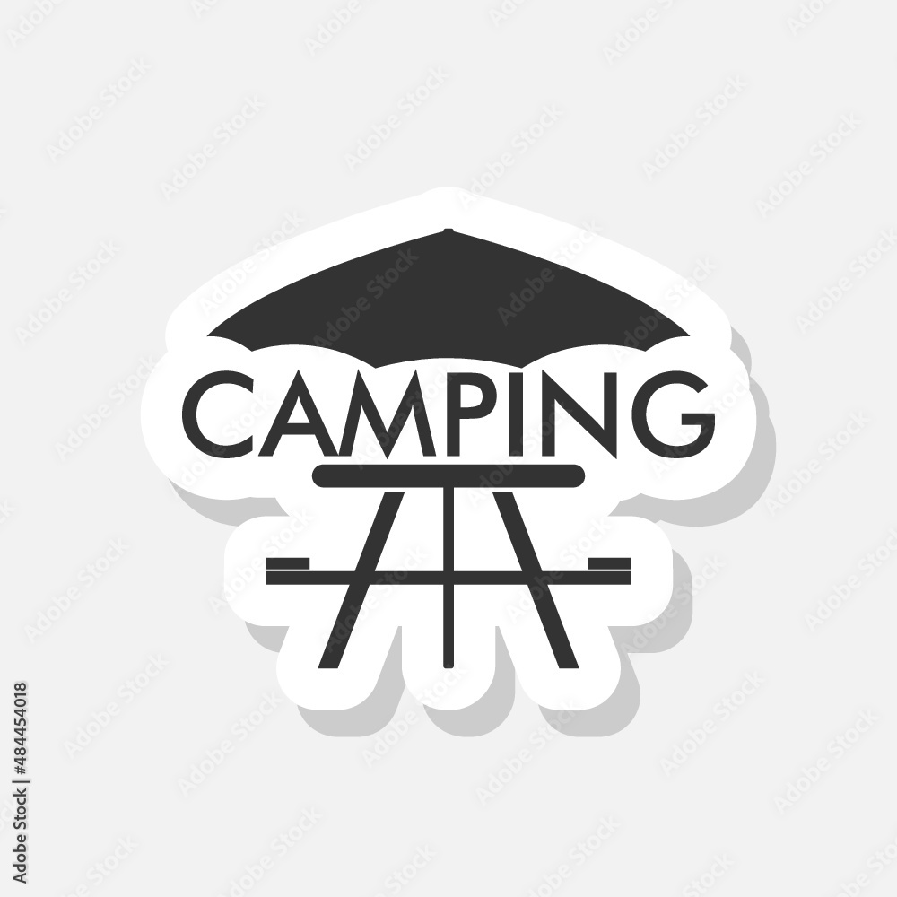 Camping adventure logo sticker isolated on white background