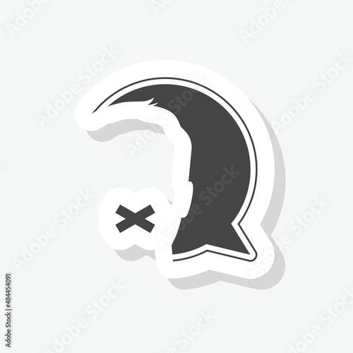 Mute, keep silence sticker icon isolated on white background