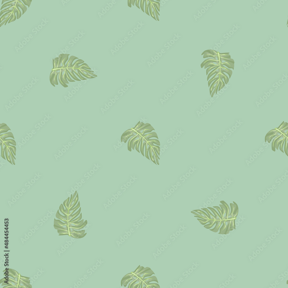 Monstera leaf seamless pattern with hand drawn tropical print. Modern nature background. Vector illustration for seasonal textile .