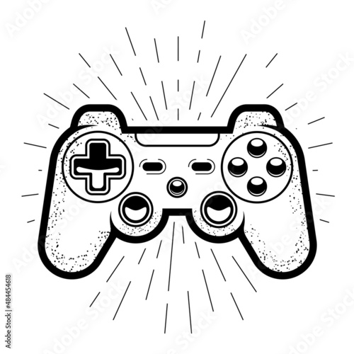 Two-hand game controller, console joystick or gamepad icon, vector