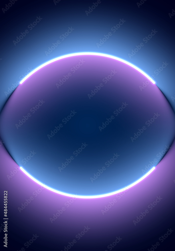 Neon illumination background. Abstract 80s or synthwave styled backdrop with blue and purple lamp on the wallpaper.