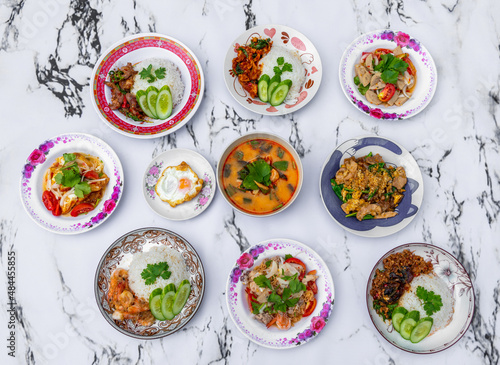 Fototapeta Naklejka Na Ścianę i Meble -  Mixed Thai Rice and Soup Selections 