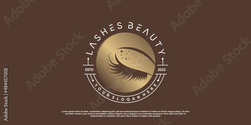 Eyelashes beauty logo for business with creative concept Premium Vector