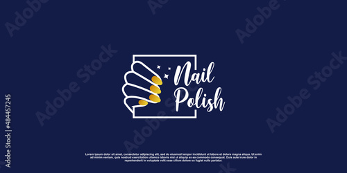 Nail beauty logo for business with creative concept Premium Vector