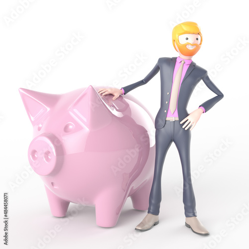 businessman and piggy bank