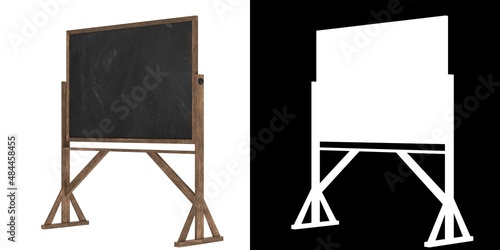 Foto 3D rendering of a reversible freestanding chalkboar