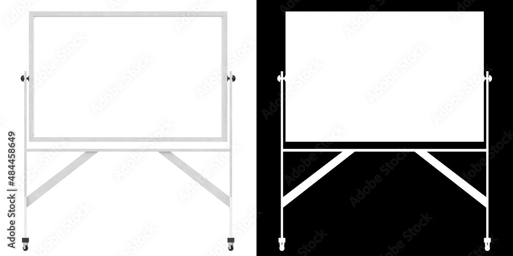 Obraz premium 3D rendering of a reversible freestanding whiteboar
