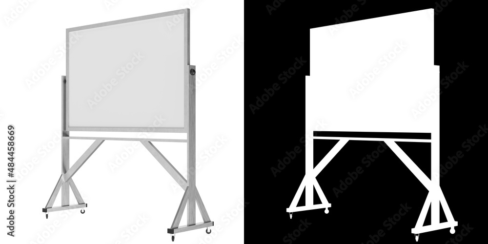 3D rendering of a reversible freestanding whiteboar 3D rendering of a reversible freestanding whiteboar