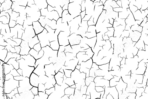 Cracked dry soil black and white seamless texture. Drought ground pattern. Desert land or broken clay surface. Grunge contour background. Dead earth, hot climate.