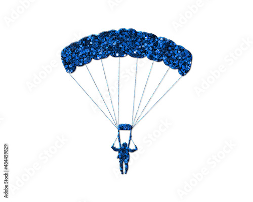 Parachute Skydiving Glitter Blue Icon Logo Symbol illustration
