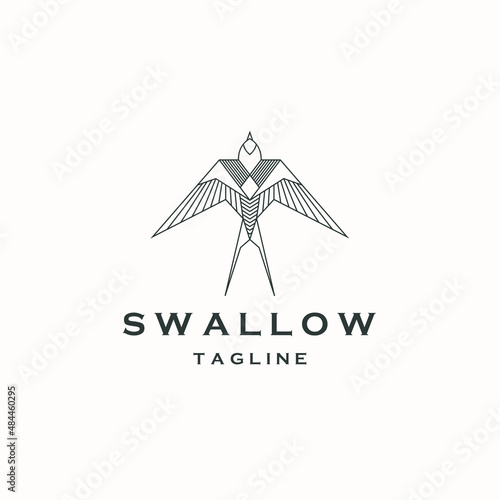 Swallow bird logo icon design template flat vector