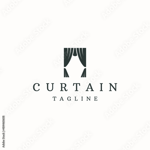 Curtain logo icon design template flat vector