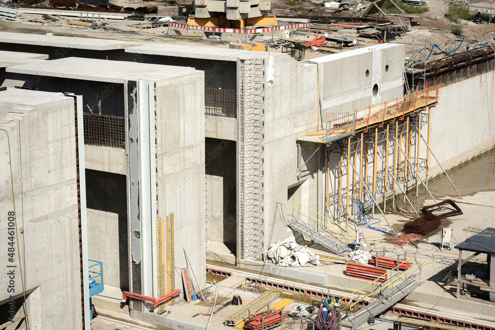 Fototapeta premium Building elements stored at construction site