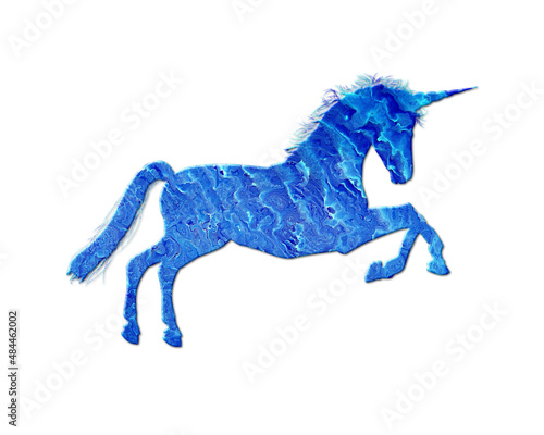 Unicorn horse Blue Waves Icon Logo Symbol illustration