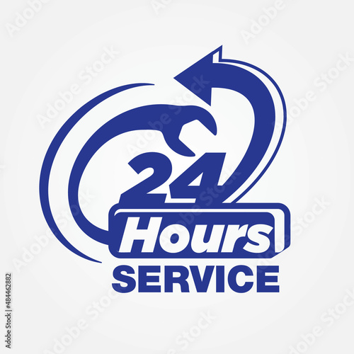 24 hours service everyday business logo-icon design template. Everyday 24-hour service vector icon for your business store. 24-hour service concept. Logo element illustration, emblem, label, badge