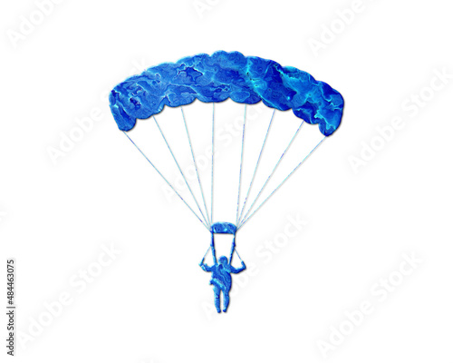 Parachute Skydiving Blue Waves Icon Logo Symbol illustration