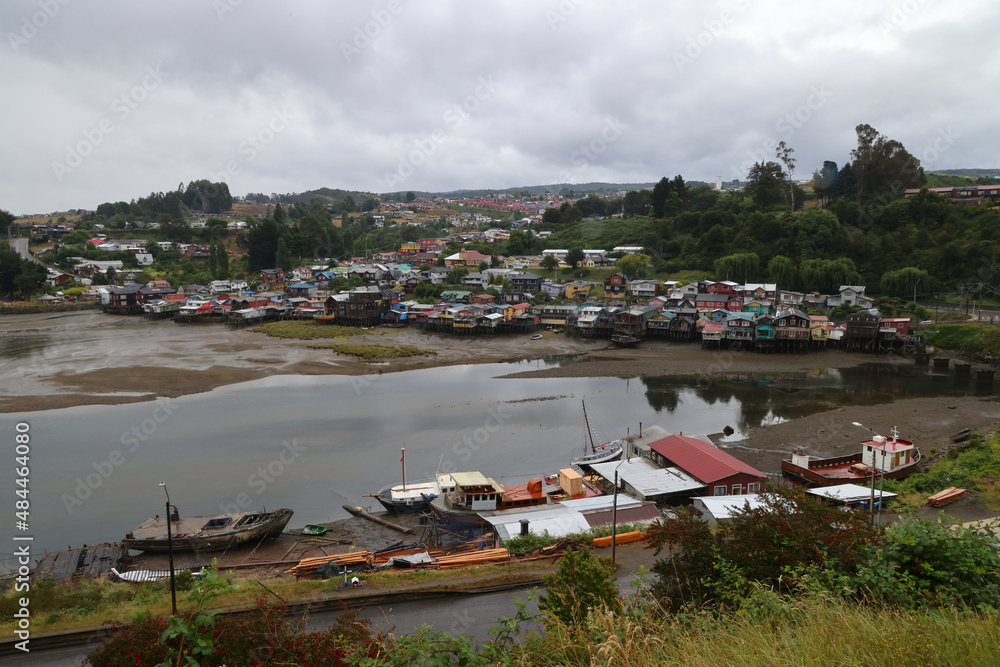 The Palafitos of the city of Castro on the island of Chiloe. Chile