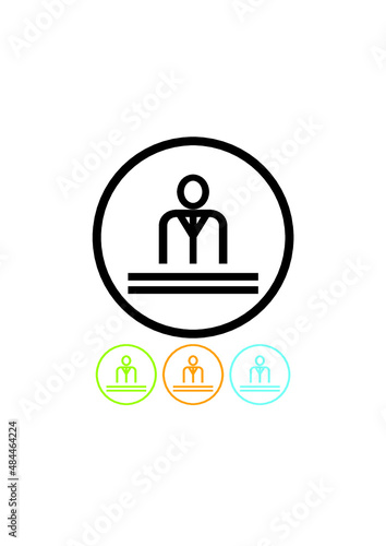 Receptionist at the hotel check-in counter or cashier at the cash table. Person vector icon isolated