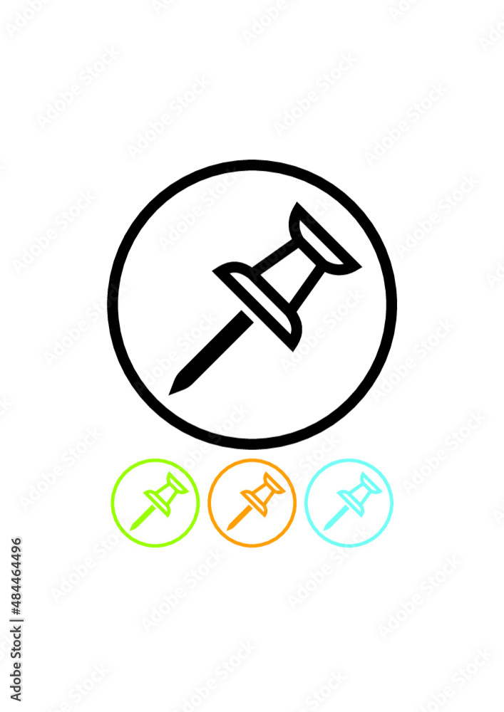 Pushpin. Office push pin vector icon isolated Pushpin. Office push pin vector icon isolated
