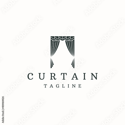 Curtain logo icon design template flat vector