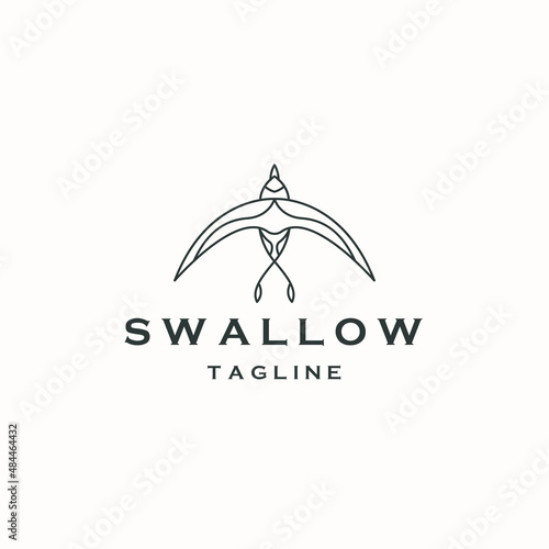 Swallow bird logo icon design template flat vector