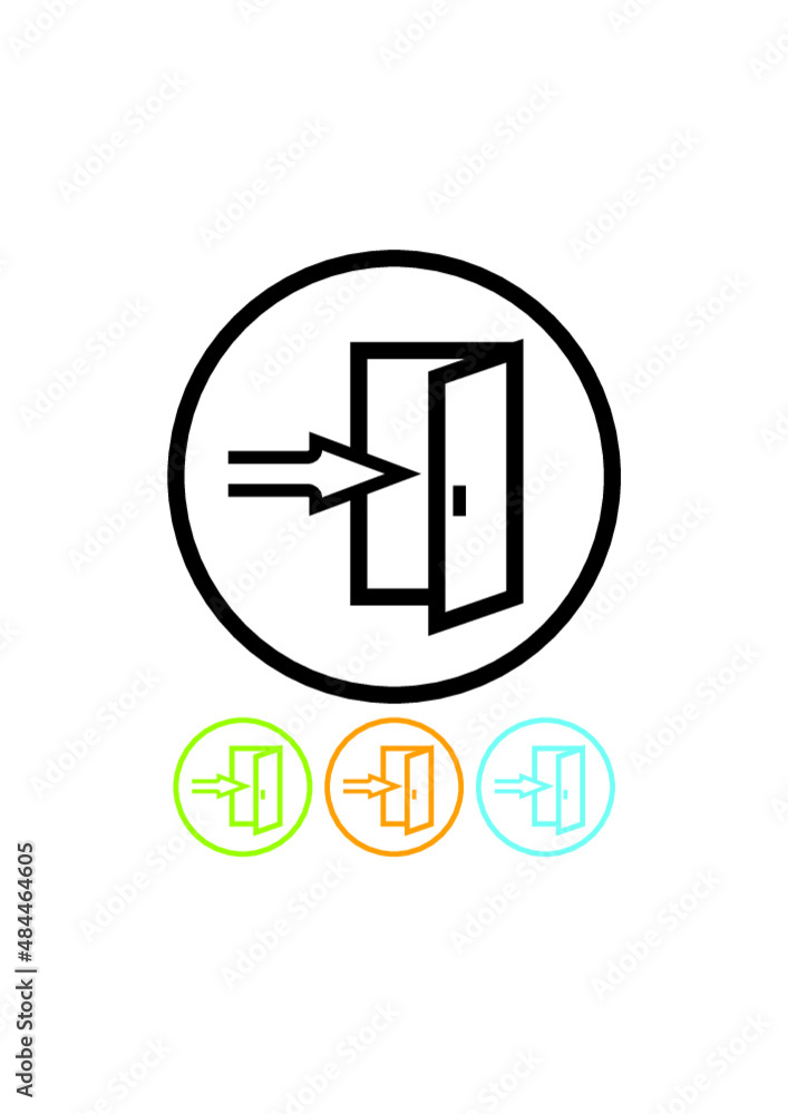 Enter your account. Fire exit open door with arrow. Entering. Entrance or exit vector icon isolated Enter your account. Fire exit open door with arrow. Entering. Entrance or exit vector icon isolated