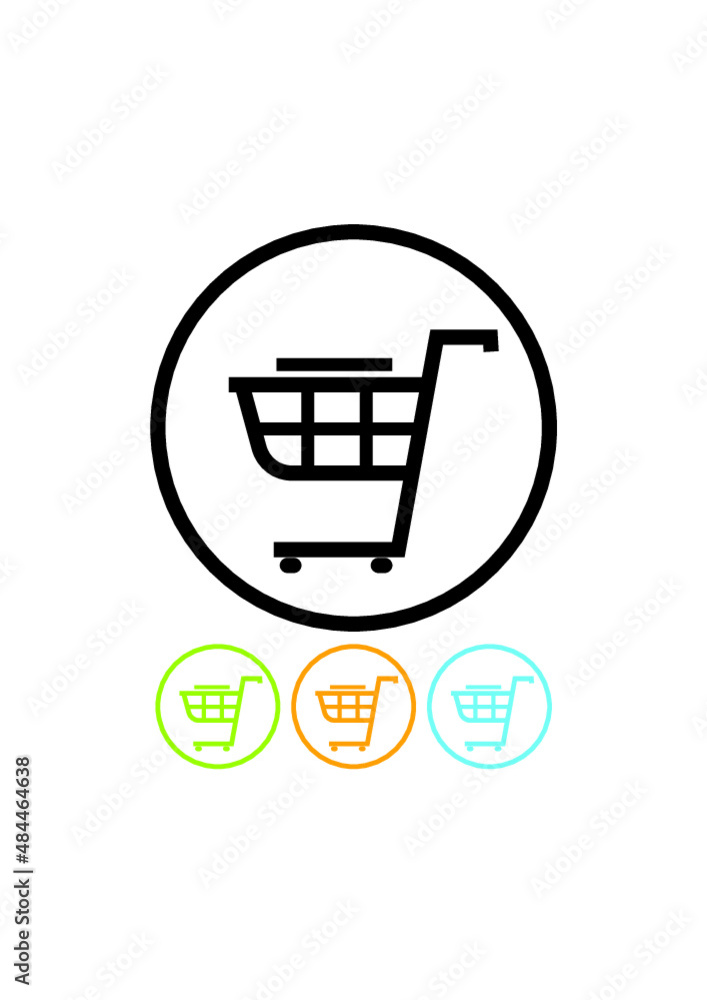Shopping cart full of stuff. Vector icon isolated Shopping cart full of stuff. Vector icon isolated