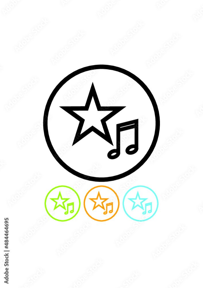 Musical note and a star. Add to favorites. Favourite selected tunes playlist. Vector icon isolated Musical note and a star. Add to favorites. Favourite selected tunes playlist. Vector icon isolated