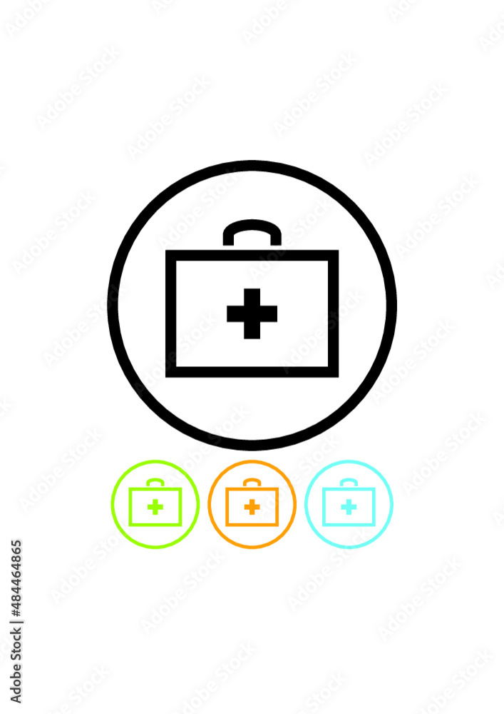 First aid medical case kit. Doctor's paramedic emergency briefcase bag. Vector icon isolated. First aid medical case kit. Doctor's paramedic emergency briefcase bag. Vector icon isolated.
