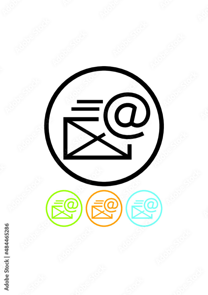 Email symbol with a letter in an envelope. Send message. Internet cafe ...