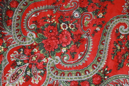 Red handkerchief with painting, 