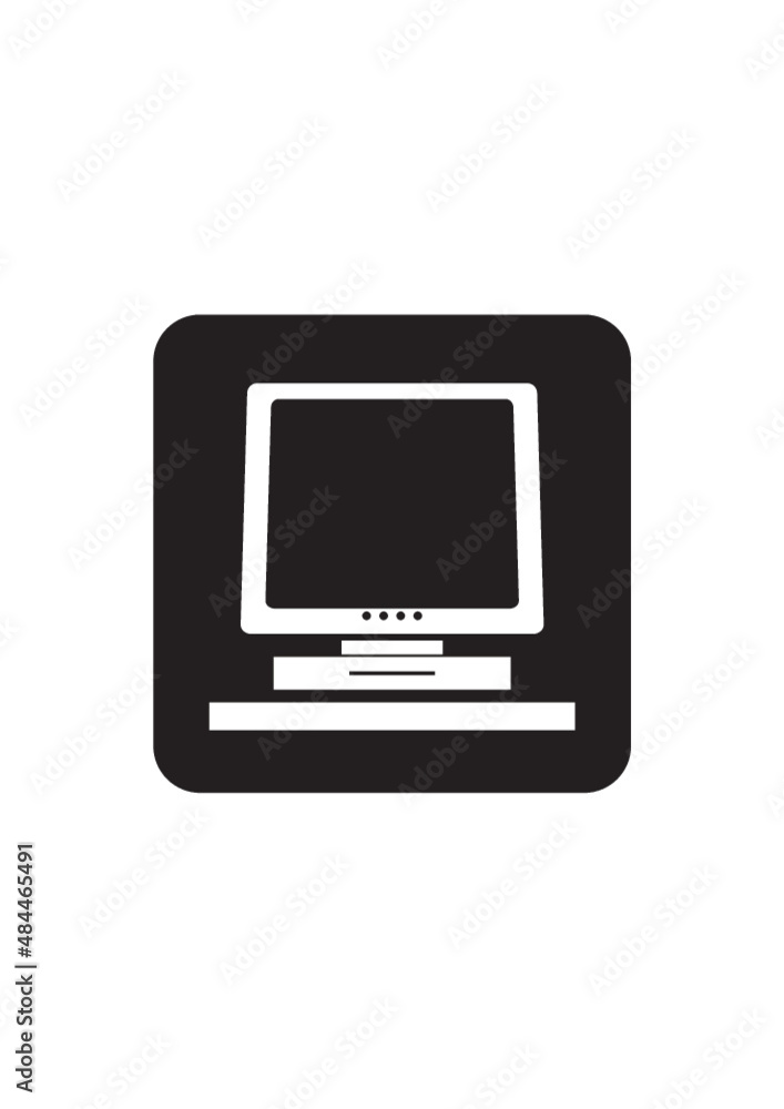 Desktop home or office computer blank screen simple vector icon isolated. Hardware store logo or sign Desktop home or office computer blank screen simple vector icon isolated. Hardware store logo or sign