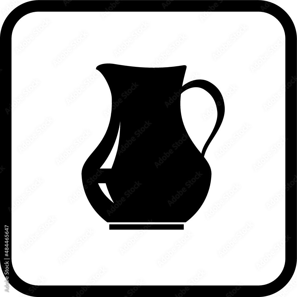 Ceramic china porcelain jug. Pitcher icon isolated 