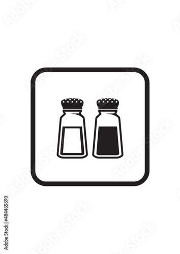 Salt and pepper shaker.  Saltshaker peppershaker vector icon isolated