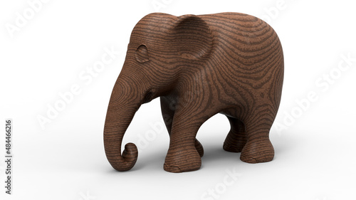 3D rendering - wooden elephant cub