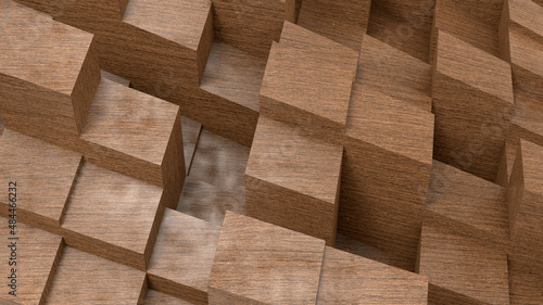 3D rendering - wooden blocks