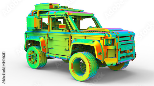 3D rendering - off-road 4x4 car finite element analysis photo