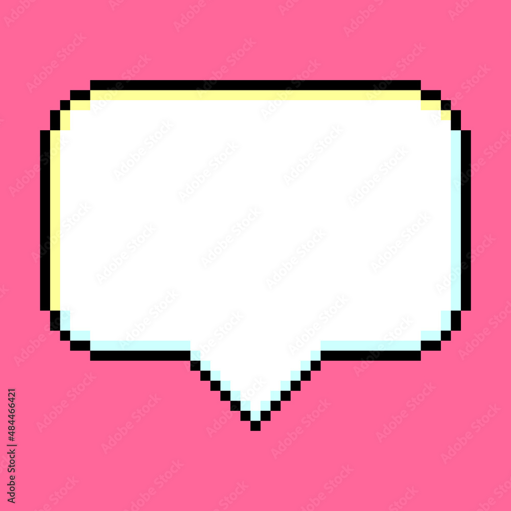 Vecteur Stock Speech Bubble Pixel Art Blank White Text Box Black vecteur-stock-speech-bubble-pixel-art-blank-white-text-box-black
